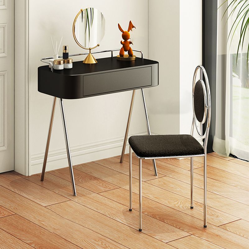 Mesa de escritorio de tocador de maquillaje contemporáneo de madera con cajón en negro