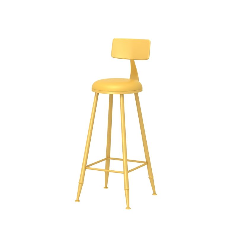 Leather Round Counter Chair Backrest Iron Modern Bar Stool for Coffee Shop Clearhalo 'Bar Furniture' 'Bar Stools' 'bar_stools' 'furn' 'furn_bar_stools' 'furniture_bar_stools' 'Kitchen & Dining Furniture' 'kitchen&dining_furn' 'kitchen' 'kitchen_furn' Furniture' 1200x1200_cf84b739-0a5f-4887-ac3c-4a70678d8dd3