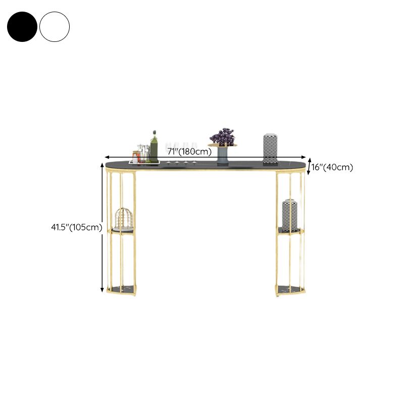 Gold Metal Pub Table Stone Top Industrial Bar Table with Storages Clearhalo 'Bar Furniture' 'Bar Tables' 'bar_tables' 'furn' 'furn_bar_tables' 'Furniture' 'Kitchen & Dining Furniture' 1200x1200_cf85b455-38bc-48b3-b13e-a1576530b5e7