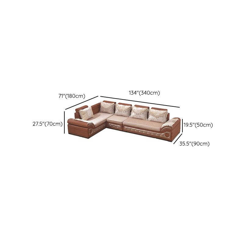 Rattan-Akzentsofa und Chaiselongue-Sofa im tropischen Stil mit Kissen