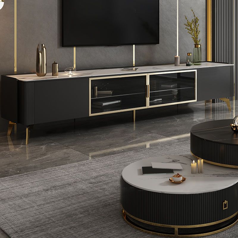 Glam TV Media Console Enclosed Storage TV Console for Living Room Clearhalo 'furn' 'furn_tv_stands_entertainment_centers' 'Furniture' 'Living Room Furniture' 'TV Stands & Entertainment Centers' 'TV Stands & Media Storage Furniture' 'tv_stands_entertainment_centers' 1200x1200_cf866d0b-44b3-4e93-a736-4cd84605d2d1