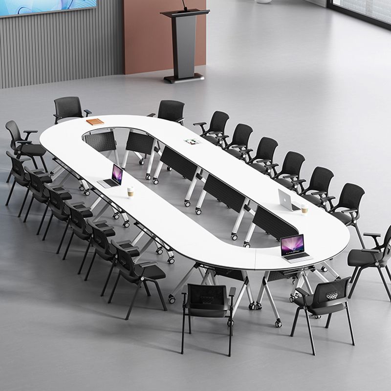 Contemporary Office Desk with Wheels White Manufactured Wood Rectangular Desk Clearhalo 'furn' 'furn_office_desk' 'Furniture' 'Office Desks' 'Office Furniture' 'office_desk' 1200x1200_cf877531-7e94-40b4-aea4-e1167c4d47d3