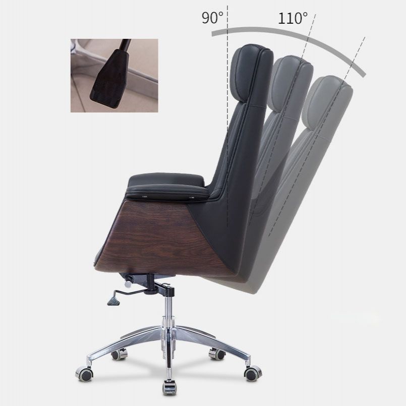 Leather Adjustable Task Chair Silver Metal Base Modern Office Chair Clearhalo 'furn' 'furn_office_chair' 'Furniture' 'Office Chairs' 'Office Furniture' 'office_chair' 1200x1200_cf8953da-e646-4f5e-b0e5-1fc30963335e