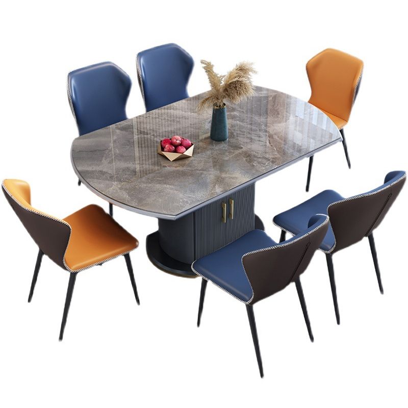 Glam Sintered Stone Extendable Table Round Shape Standard Dining Table for Kitchen Clearhalo ' dining_table' 'Dining Tables & Seating' 'Dining Tables' 'furn' 'furn_dining_table' 'Furniture' 'furniture_dining_table' 'Kitchen & Dining Furniture' 'kitchen&dining_furn' 'kitchen' 'kitchen_dining_table' 1200x1200_cf89b510-e84b-4caa-9c12-40cc10747745