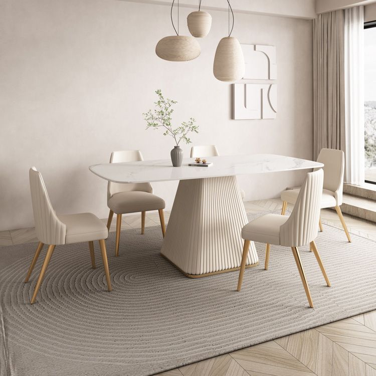 Glam White Dining Table Stone Rectangular Table for Dining Room Clearhalo 'Dining Tables & Seating' 'Dining Tables' 'dining_table' 'furn' 'furn_dining_table' 'Furniture' 'Kitchen & Dining Furniture' 1200x1200_cf8aac83-0174-4a25-876d-1ec091105ca1