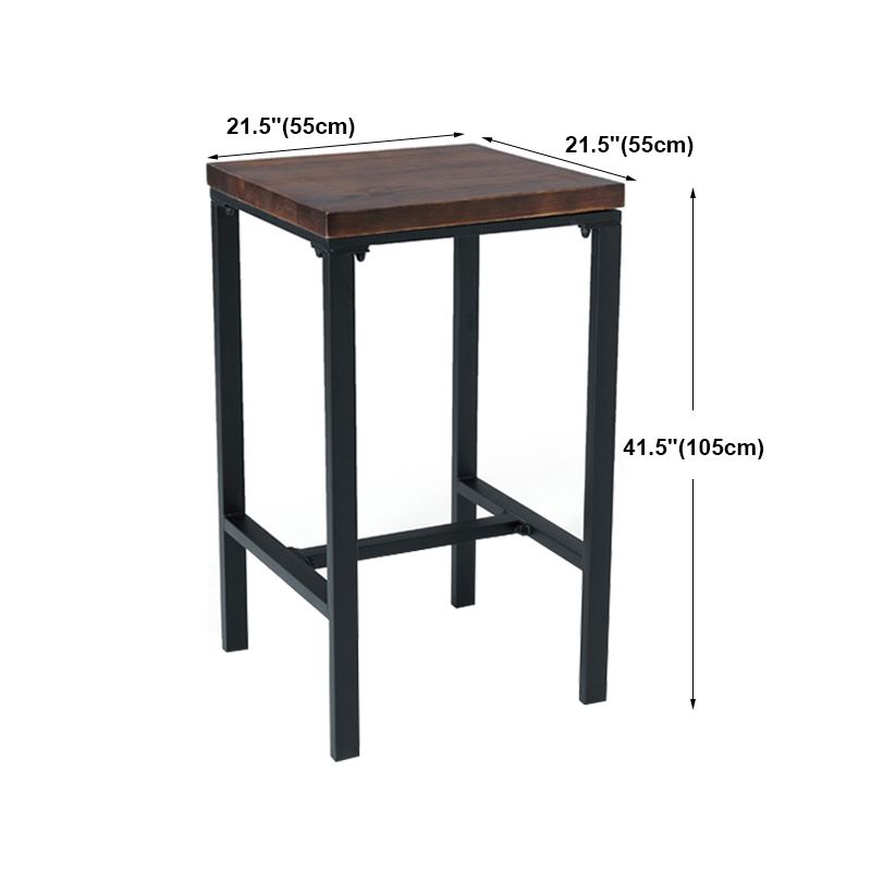 Modern Squared Bar Dining Table Indoor Wood Bar Height Table with Iron Base 42-Inch Top Clearhalo 'Bar Furniture' 'Bar Tables' 'bar_tables' 'furn' 'furn_bar_tables' 'Furniture' 'furniture_bar_tables' 'Kitchen & Dining Furniture' 1200x1200_cf8e43b4-d848-4515-aed6-d766bde1e710