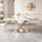 Glam Stone Rectangle Dining Table Metal Base for Dining Room Clearhalo 'Dining Tables & Seating' 'Dining Tables' 'dining_table' 'furn' 'furn_dining_table' 'Furniture' 'Kitchen & Dining Furniture' 1200x1200_cf8f8812-01b0-45ba-bfd3-b4f467699596