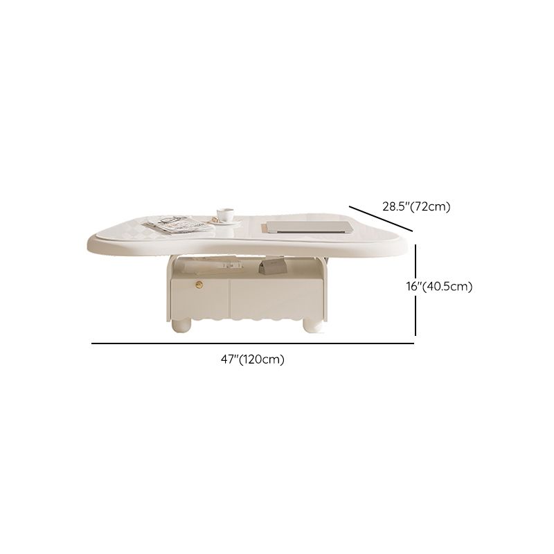 Slate Coffee Cocktail Table with Storage Drawers White Block Contemporary Clearhalo 'Coffee & Accent Tables' 'Coffee Tables' 'coffee_tables' 'furn' 'furn_coffee_tables' 'Furniture' 'Living Room Furniture' 1200x1200_cf901ac1-d418-4618-b6e9-806fad17a44f