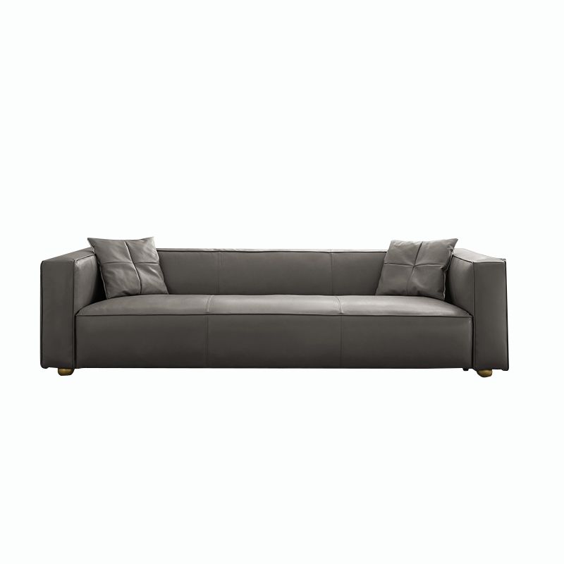 24.80"H Genuine Leather Square Arm Sofa with Tight Back for Living Room Clearhalo 'furn' 'furn_sofas' 'Furniture' 'furniture_sofas' 'kitchen' 'kitchen_sofas' 'Living Room Furniture' 'Sofa' 'sofas' 1200x1200_cf919f5a-a4e5-451b-b0f8-11f4eb0d0a5f