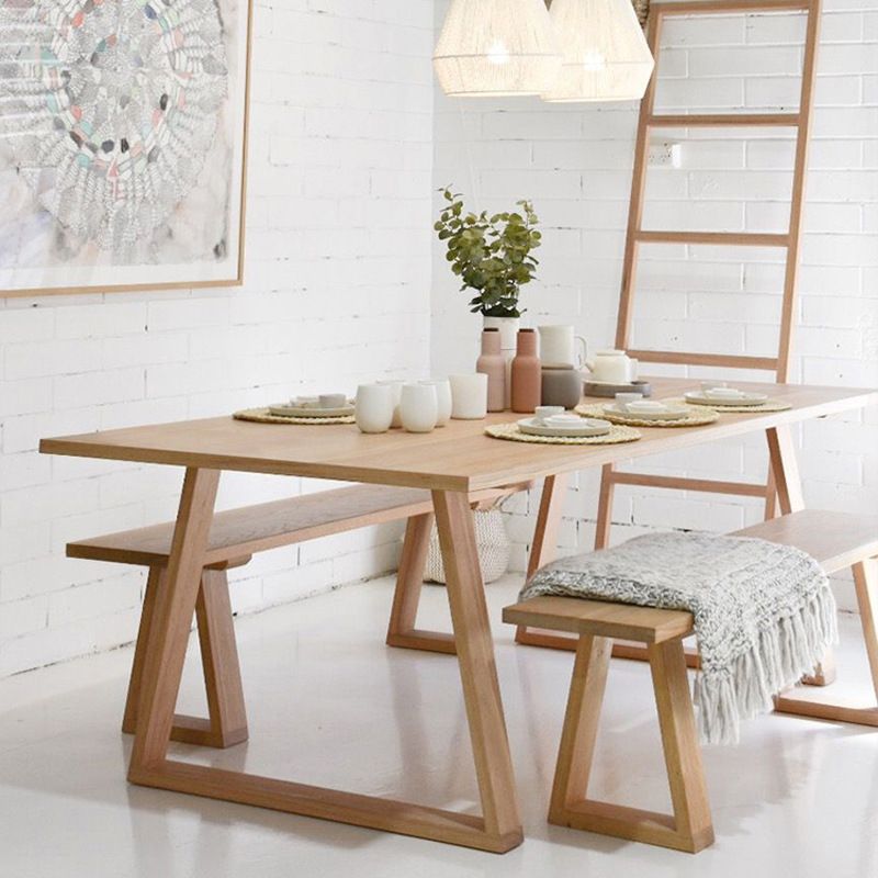Modern Solid Wood Table Rectangle Dining Table with Double Pedestal Base Clearhalo ' dining_table' 'Dining Tables & Seating' 'Dining Tables' 'furn' 'furn_dining_table' 'Furniture' 'furniture_dining_table' 'Kitchen & Dining Furniture' 'kitchen&dining_furn' 'kitchen' 'kitchen_dining_table' 1200x1200_cf940550-866e-4559-bb79-672b989f09ac