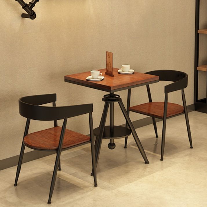 Solid Wood Industrial Dining Table Adjustable Square Table with Black Frame for Dinning Room Clearhalo ' dining_table' 'Dining Tables & Seating' 'Dining Tables' 'furn' 'furn_dining_table' 'Furniture' 'furniture_dining_table' 'Kitchen & Dining Furniture' 'kitchen&dining_furn' 'kitchen' 'kitchen_dining_table' 1200x1200_cf95d745-c47e-4651-8d0f-4f5037b540fb