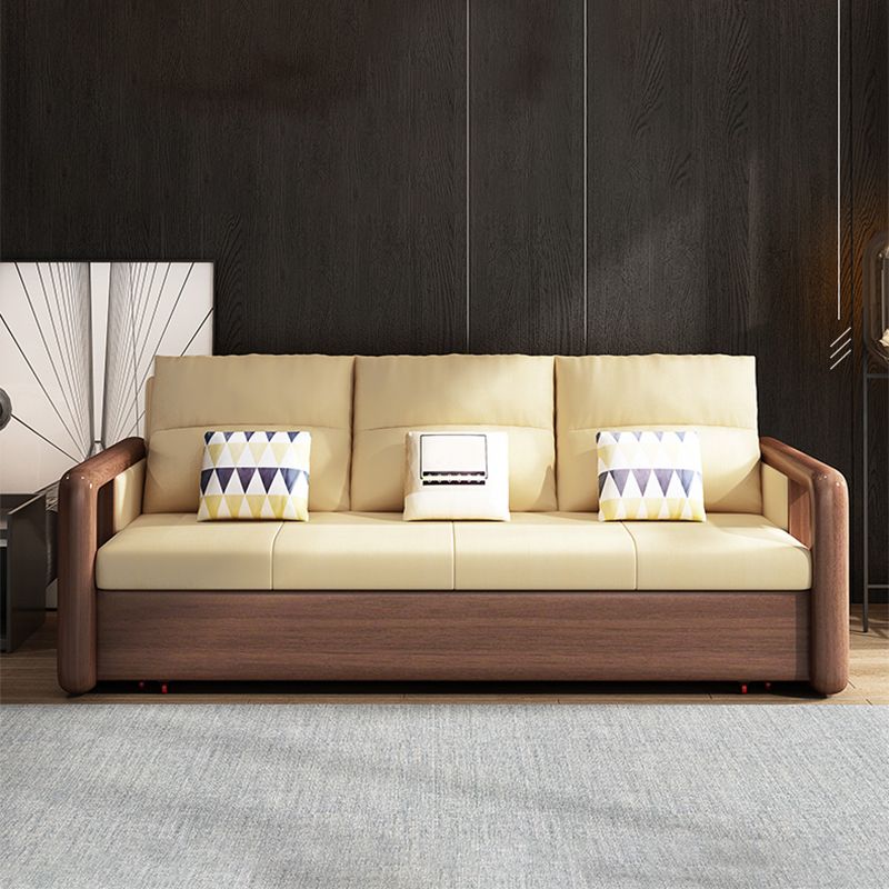Modernism Brown Fabric Sofa Bed Solid Wood Sofa with Storage Clearhalo 'furn' 'furn_sofas' 'Furniture' 'Living Room Furniture' 'Sofa' 'sofas' 1200x1200_cf976e5a-7610-4054-b631-18b328061f3b