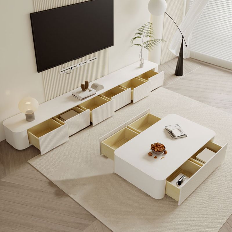 Console de support moderne avec rangement fermé, console multimédia TV avec 6 tiroirs
