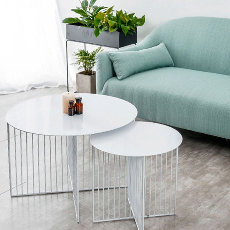 Mid Century Round Iron Coffee Cocktail Table Cross Legs Simple Coffee Table Clearhalo 'Coffee & Accent Tables' 'Coffee Tables' 'coffee_tables' 'furn' 'furn_coffee_tables' 'Furniture' 'Living Room Furniture' 1200x1200_cf9c6bd8-c09e-4db2-8edb-f035d3acf80c