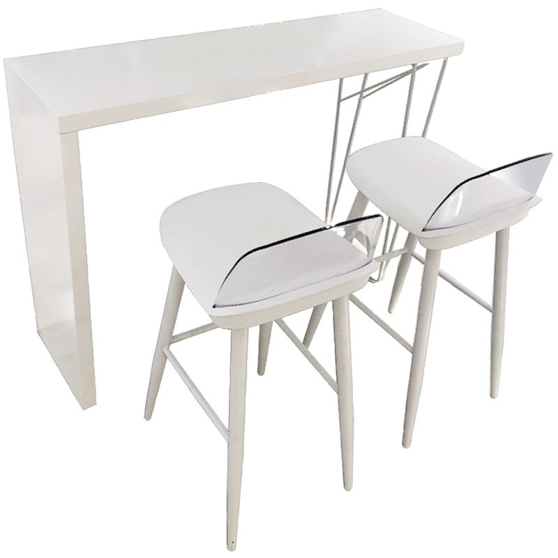 White Modern Style Rectangle Bar Table in Wood and Metal Milk Tea Shop Bar Table Clearhalo 'Bar Furniture' 'Bar Tables' 'bar_tables' 'furn' 'furn_bar_tables' 'Furniture' 'furniture_bar_tables' 'Kitchen & Dining Furniture' 1200x1200_cf9ce4fb-7598-4255-97a4-b5d5f5eed00e