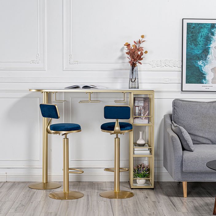 Glam White Marble Counter Table with Specialty Table Top Double Pedestal Table - 42" H Clearhalo 'Bar Furniture' 'Bar Tables' 'bar_tables' 'furn' 'furn_bar_tables' 'Furniture' 'furniture_bar_tables' 'Kitchen & Dining Furniture' 1200x1200_cf9dd422-8cbc-4107-b7a4-0760fd07fa09