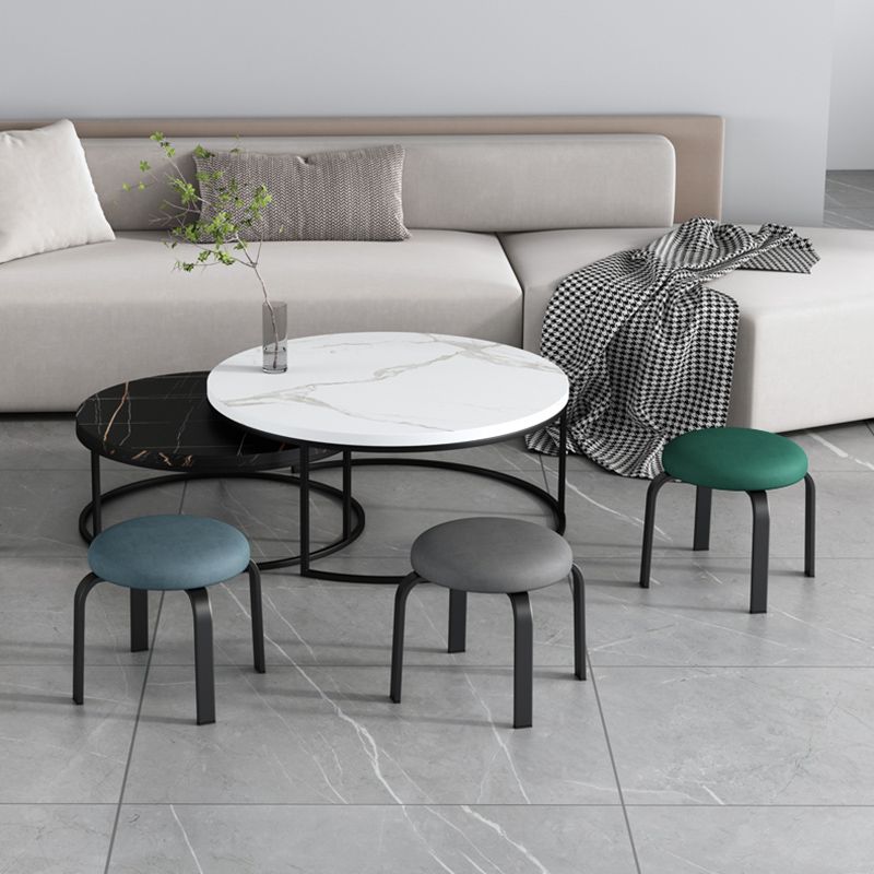 Fabric Round Water Resistant Ottoman Modern Solid Color Metal Frame Ottoman Clearhalo 'furn' 'furn_ottomans_poufs' 'Furniture' 'Living Room Furniture' 'Ottomans & Poufs' 'ottomans_poufs' 1200x1200_cf9eae98-2d49-491d-96c5-990acc452505