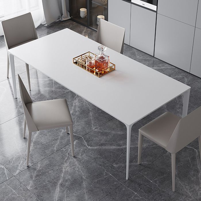 Metal Contemporary Rectangular Table White Sintered Stone Dining Table with 4 Legs Clearhalo ' dining_table' 'Dining Tables & Seating' 'Dining Tables' 'Furniture' 'furniture_dining_table' 'Kitchen & Dining Furniture' 'kitchen&dining_furn' 'kitchen' 'kitchen_dining_table' 1200x1200_cfa08c67-b7c7-41c8-b068-f65a70120683