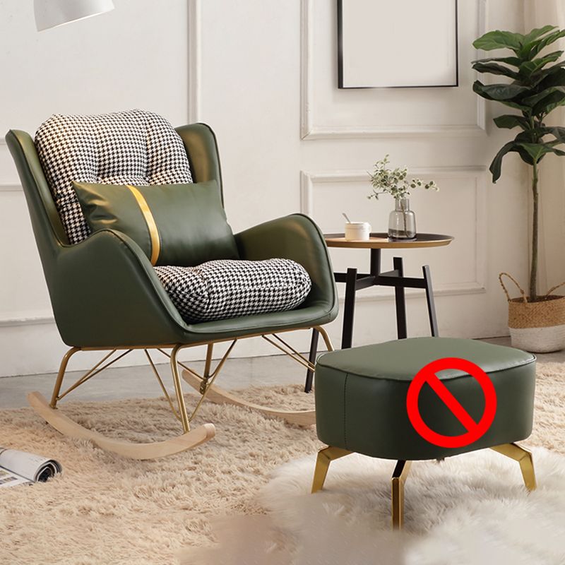 Modern Style Rocking Chair Metal Frame Doll Cotton Filling Cushion Wingback Rocker Chair Clearhalo 'Chairs & Seating' 'furn' 'furn_rocking_chairs' 'Furniture' 'Living Room Furniture' 'Rocking Chairs' 'rocking_chairs' 1200x1200_cfa0dc04-3bc8-4f06-bce5-ddf3a86c98c4