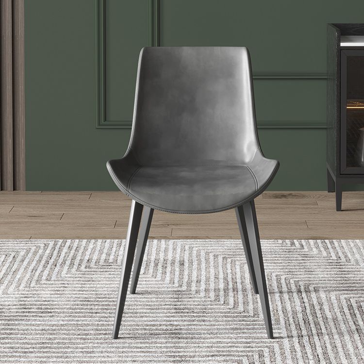 Contemporary Leather Dining Arm Chairs Solid Back Dining Side Chairs (Set of 2) Clearhalo ' kitchen&dining_furn' 'Dining Chairs' 'Dining Tables & Seating' 'dining_chair' 'furn' 'furn_dining_chair' 'Furniture' 'furniture_dining_chair' 'Kitchen & Dining Furniture' 'kitchen' 1200x1200_cfa1ac0a-5698-4d5d-ab30-f7c0d1f8f212