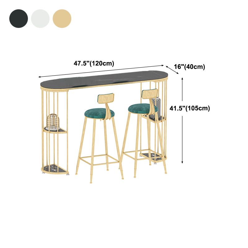 Glam Iron Bar Table Faux Marble Oval Top 41.3"H Bistro Table with Storage Clearhalo 'Bar Furniture' 'Bar Tables' 'bar_tables' 'furn' 'furn_bar_tables' 'Furniture' 'furniture_bar_tables' 'Kitchen & Dining Furniture' 'kitchen&dining_furn' 'kitchen' 1200x1200_cfa1ce68-f3e3-46b6-b585-b58d9f5c64fb
