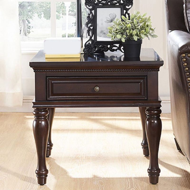 Farmhouse Wooden Square Side Table One Drawer Side Table with Four Wooden Legs Clearhalo 'Coffee & Accent Tables' 'End & Side Tables' 'end_side_table' 'end_side_tables' 'furn' 'furn_end_side_tables' 'Furniture' 'furniture_end_side_table' 'Living Room Furniture' 1200x1200_cfa24818-2a14-4fd8-8061-40199f709703