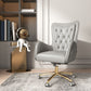 Chaise de bureau en cuir à bras fixe, chaise de travail rembourrée à dossier haut avec base en acier