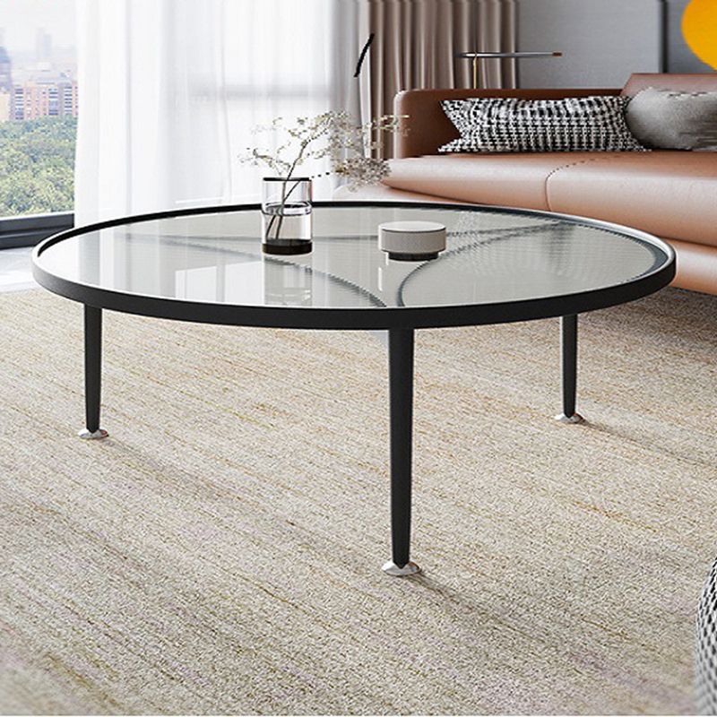 Contemporary Glass-Topped Coffee Table 3 Legs Coffee Cocktail Table Clearhalo 'Coffee & Accent Tables' 'Coffee Tables' 'coffee_tables' 'furn' 'furn_coffee_tables' 'Furniture' 'Living Room Furniture' 1200x1200_cfa4ef4a-2bfb-4a16-bf8a-b166a251349a