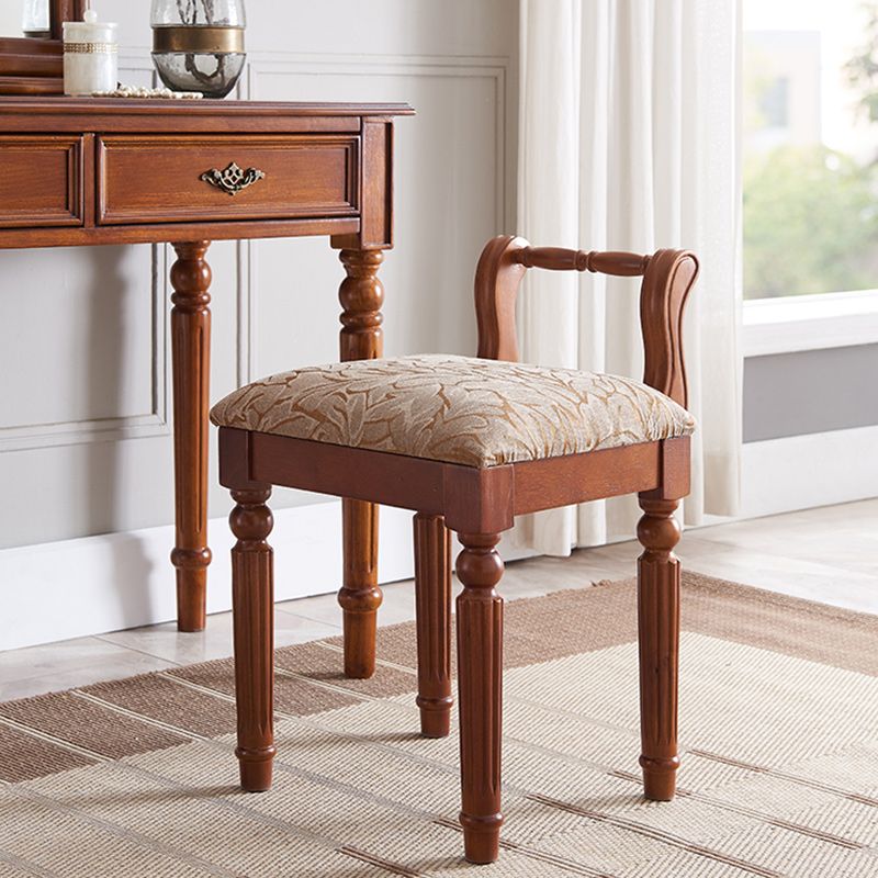 Bureau de vanité en bois massif, 2 tiroirs avec miroir et tabouret rembourré, 29,92 "H