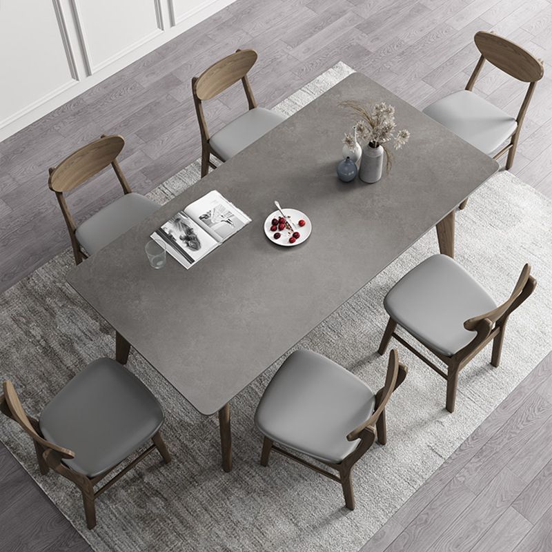 Industrial Style Rectangle Dining Table Sintered Stone Table with Wood Legs Clearhalo 'Dining Tables & Seating' 'Dining Tables' 'dining_table' 'furn' 'furn_dining_table' 'Furniture' 'Kitchen & Dining Furniture' 1200x1200_cfa7abbe-2a33-4f6b-b3cd-c1a4bb635d17