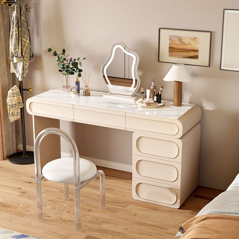 Glam in pietra beige vanity scrivania da letto da letto da letto con cassetto