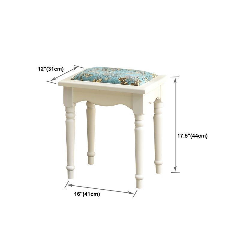 Modern Style Pine White Rectangular 4 Legs Dressing Table with 2 Drawers