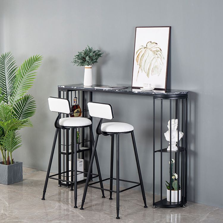 Marble Bistro Bar Desk with Specialty Table Top Double Pedestal Table - 41.3" H Clearhalo 'Bar Furniture' 'Bar Tables' 'bar_tables' 'furn' 'furn_bar_tables' 'Furniture' 'furniture_bar_tables' 'Kitchen & Dining Furniture' 1200x1200_cfaa1f83-205e-42a0-a19d-39b898e5446e