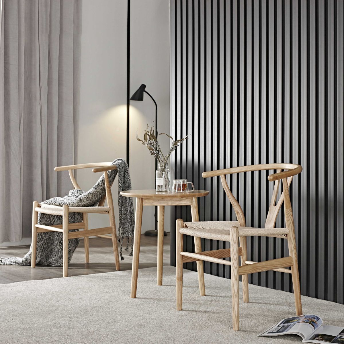Contemporary Home Wood Arm Chair Natural Wishbone Dining Chair (Set of 2) Clearhalo ' kitchen&dining_furn' 'Dining Chairs' 'Dining Tables & Seating' 'dining_chair' 'furn' 'furn_dining_chair' 'Furniture' 'furniture_dining_chair' 'Kitchen & Dining Furniture' 'kitchen' 1200x1200_cfad7817-2595-4883-88b4-f0f45556a09c