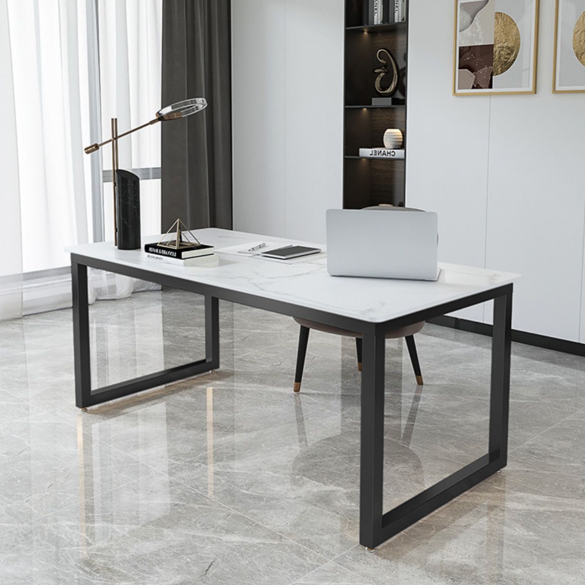 Modern Rectangular Writing Desk Sintered Stone Office Desk for Home Clearhalo 'furn' 'furn_office_desk' 'Furniture' 'Office Desks' 'Office Furniture' 'office_desk' 1200x1200_cfae6b04-2894-49b8-9f75-88a2e05fe6f7