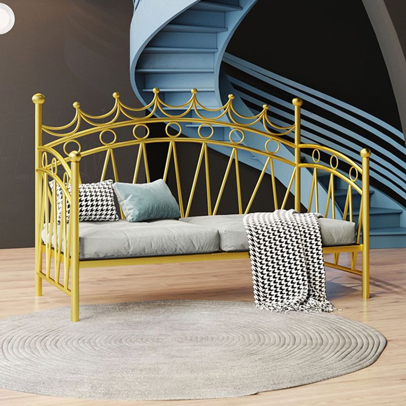 Glam Metal DayBed with Headboard 45.27" Tall Crown Themed Bed