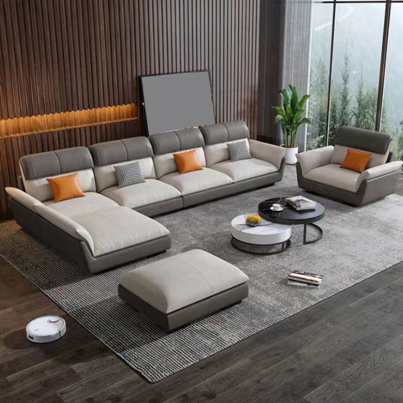 Scandinave résistant aux taches en cuir en cuir en L canapé