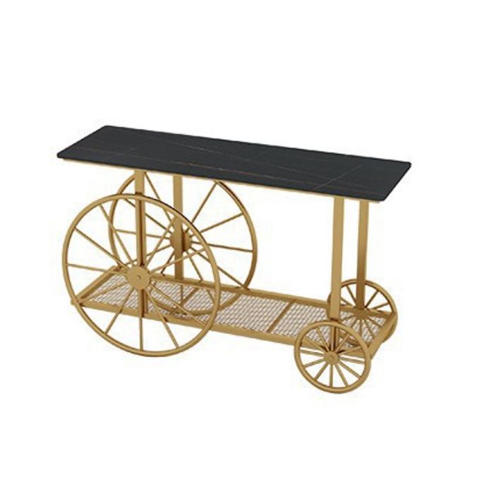 Glam Rectangle Accent Table Stone Sofa Console Table with Shelf for Hall Clearhalo 'Console Tables' 'console_tables' 'Entry & Mudroom Furniture' 'furn' 'furn_console_tables' 'Furniture' 1200x1200_cfaec412-c81f-41b1-b6f7-f5e8d7fdaa90