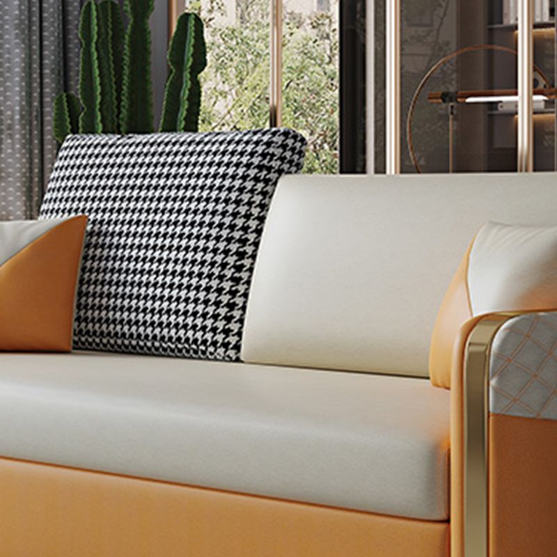 Square Arm Modern Faux Leather Stain Resistant Bed Sofa Couch