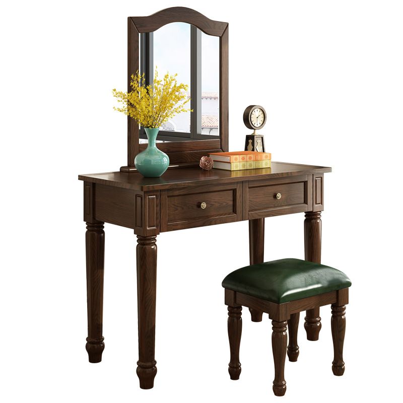 18.50" Wide Solid Wood Vanity Set with Mirror and Drawer Traditional Make-up Vanity