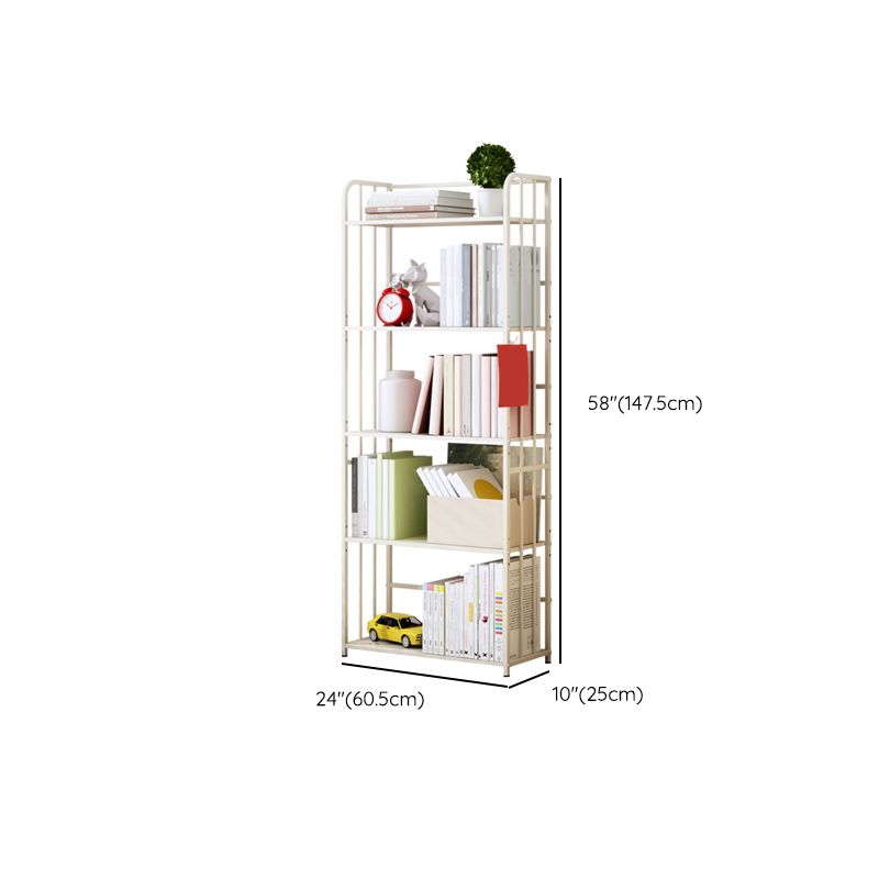 Contemporary Metal Bookcase Standard Closed Back Bookshelf with Shelves