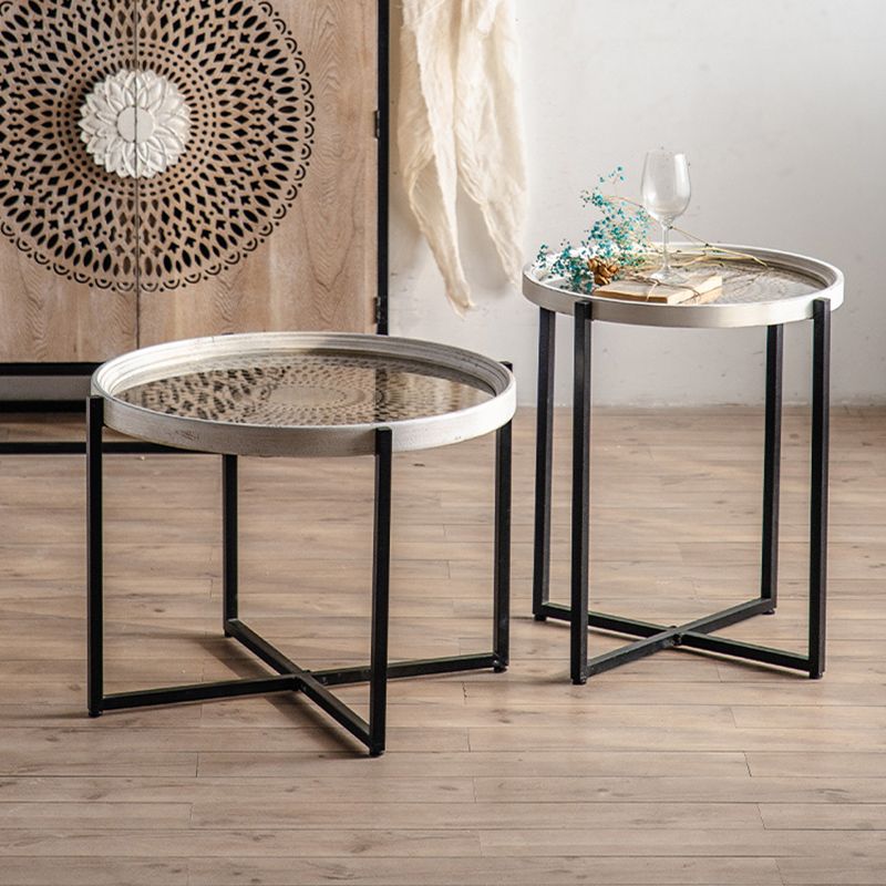 Tavolo laterale di campagna francese in vetro tavolino singolo accento singolo