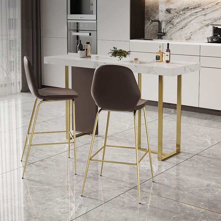 Glam Rectangular Pub Table Set 1/2/3 Pcs Stone Bar Table and Leather Bar Stools Clearhalo 'Bar Furniture' 'furn' 'furn_home_bar_bar_sets' 'Furniture' 'Home Bars & Bar Sets' 'home_bar_bar_sets' 'Kitchen & Dining Furniture' 1200x1200_cfb9d88e-e96c-453a-88d1-26c2bd151881