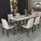 Industrial Dining Rectangle Table Sintered Stone Table with Metal Legs for Home Clearhalo 'Dining Tables & Seating' 'Dining Tables' 'dining_table' 'furn' 'furn_dining_table' 'Furniture' 'Kitchen & Dining Furniture' 1200x1200_cfb9e741-301f-496d-9bc4-1551c80f9954