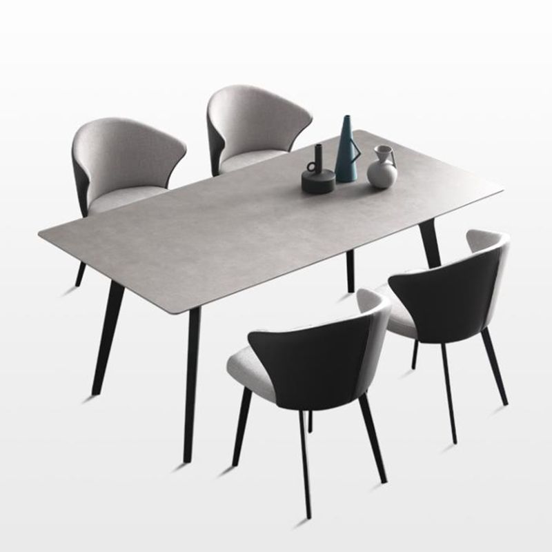 Industrial Sintered Stone Grey Table for Restaurant Rectangle Dining Table with 4 Legs Clearhalo 'Dining Tables & Seating' 'Dining Tables' 'dining_table' 'furn' 'furn_dining_table' 'Furniture' 'furniture_dining_table' 'Kitchen & Dining Furniture' 'kitchen' 'kitchen_dining_table' 1200x1200_cfbcdaba-e6cf-419f-a873-d9c87d3d25ff