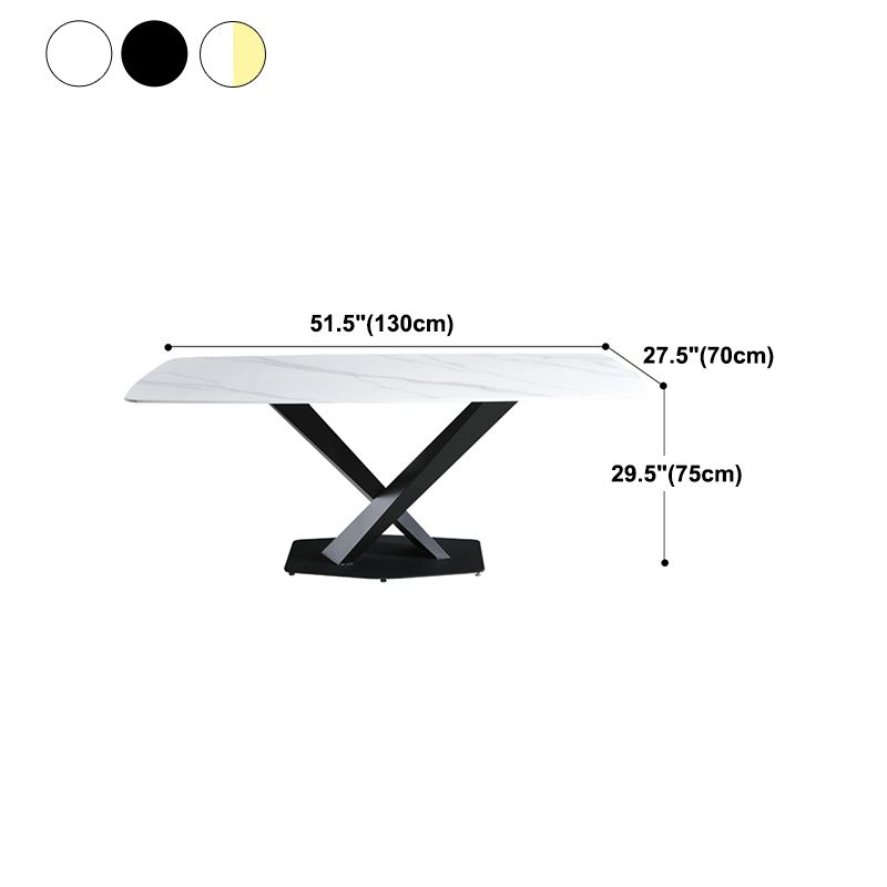 Rectangular Sintered Stone Dining Table Modern Dining Table with Steel Base for Home Clearhalo 'Dining Tables & Seating' 'Dining Tables' 'dining_table' 'furn' 'furn_dining_table' 'Furniture' 'Kitchen & Dining Furniture' 1200x1200_cfbcdc5f-30ec-4f82-a213-8e50daf9ea06