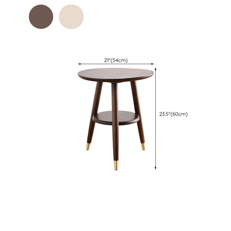 Modernistic Ashwood 3 Legs with Storage Round Double Tier Side Table