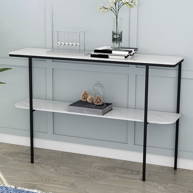 Tabella della console di marmo moderna 12 "W Rettangolo 1 Tavolo di accento per la sala per Hall