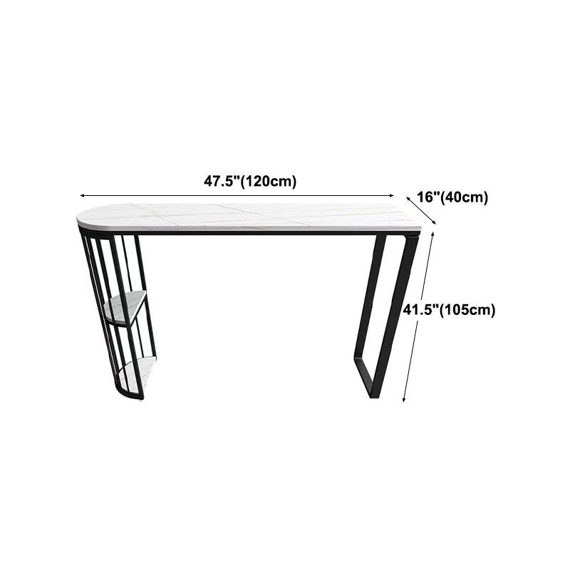 Industrial Stone Bar Dining Table Indoor Double Pedestal Bistro Table with Shelve Clearhalo 'Bar Furniture' 'Bar Tables' 'bar_tables' 'furn' 'furn_bar_tables' 'Furniture' 'furniture_bar_tables' 'Kitchen & Dining Furniture' 'kitchen&dining_furn' 'kitchen' 1200x1200_cfc0c928-0569-47c0-9ba6-60487ae60f5e