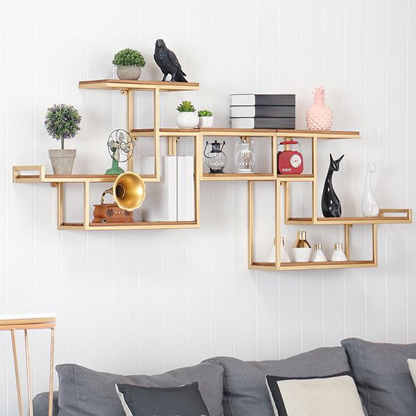 Industrial Floating Shelf Bookcase Metal and Wooden Bookshelf Clearhalo 'Bookcases' 'furn' 'furn_bookcases' 'Furniture' 'Office Furniture' 1200x1200_cfc100e6-5431-403c-878d-40e0b08ded1a